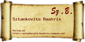 Sztankovits Beatrix névjegykártya